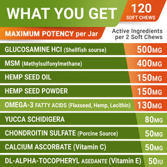STRELLALAB hempseed oil dog chews showcase premium seeds for joint care and vitality