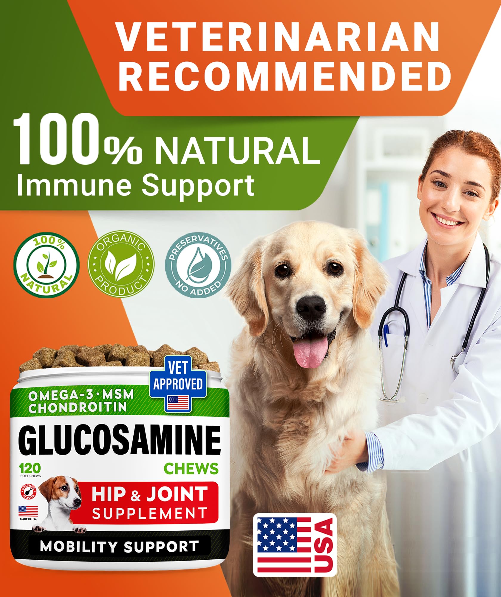 STRELLALAB hickory-bacon flavor dog treats suggest tasty daily joint care.