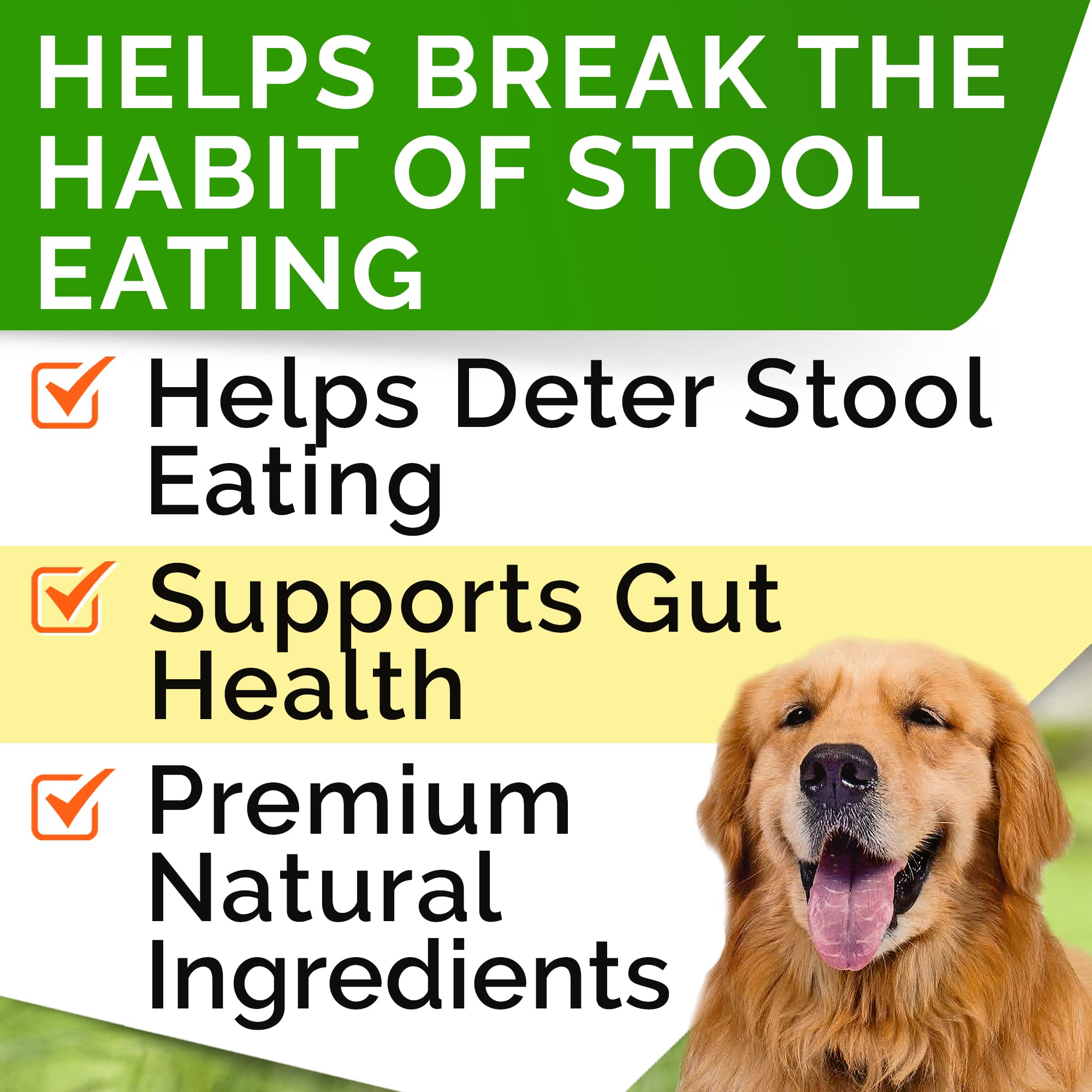 STRELLALAB No Poo Treats chews on display emphasize tasty, mild formula for dogs.