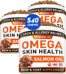 STRELLALAB Omega 3 for Dogs chews in jar-front for convenient daily skin support