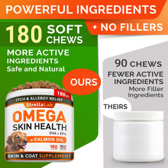 STRELLALAB smoked salmon flavor chews in hand, appealing pet treat.