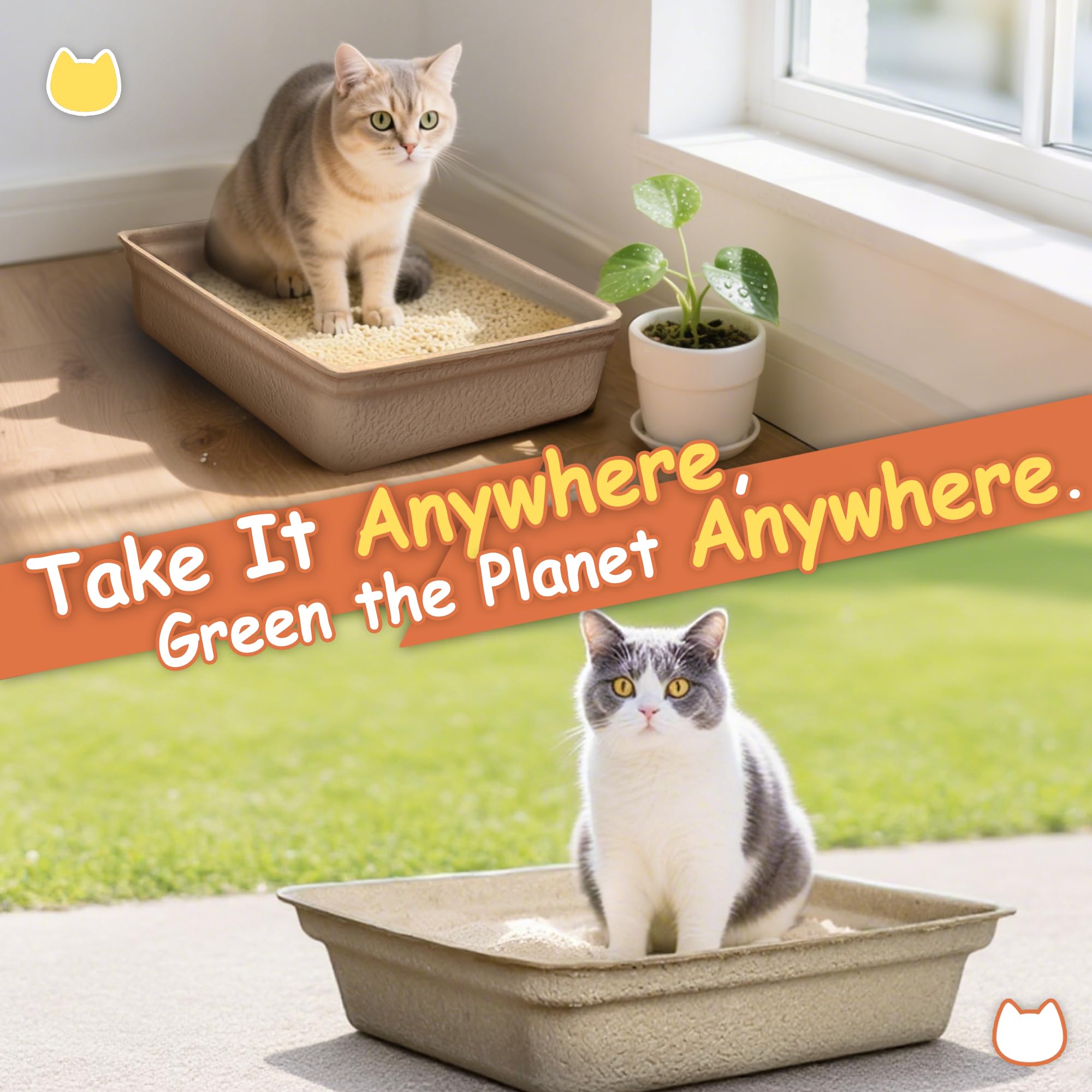 Strenthychosing disposable litter box travel-use image illustrates portable solution for trips.