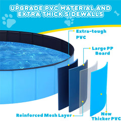 STUDESK foldable dog pool in backyard supporting kids and pets cooling off