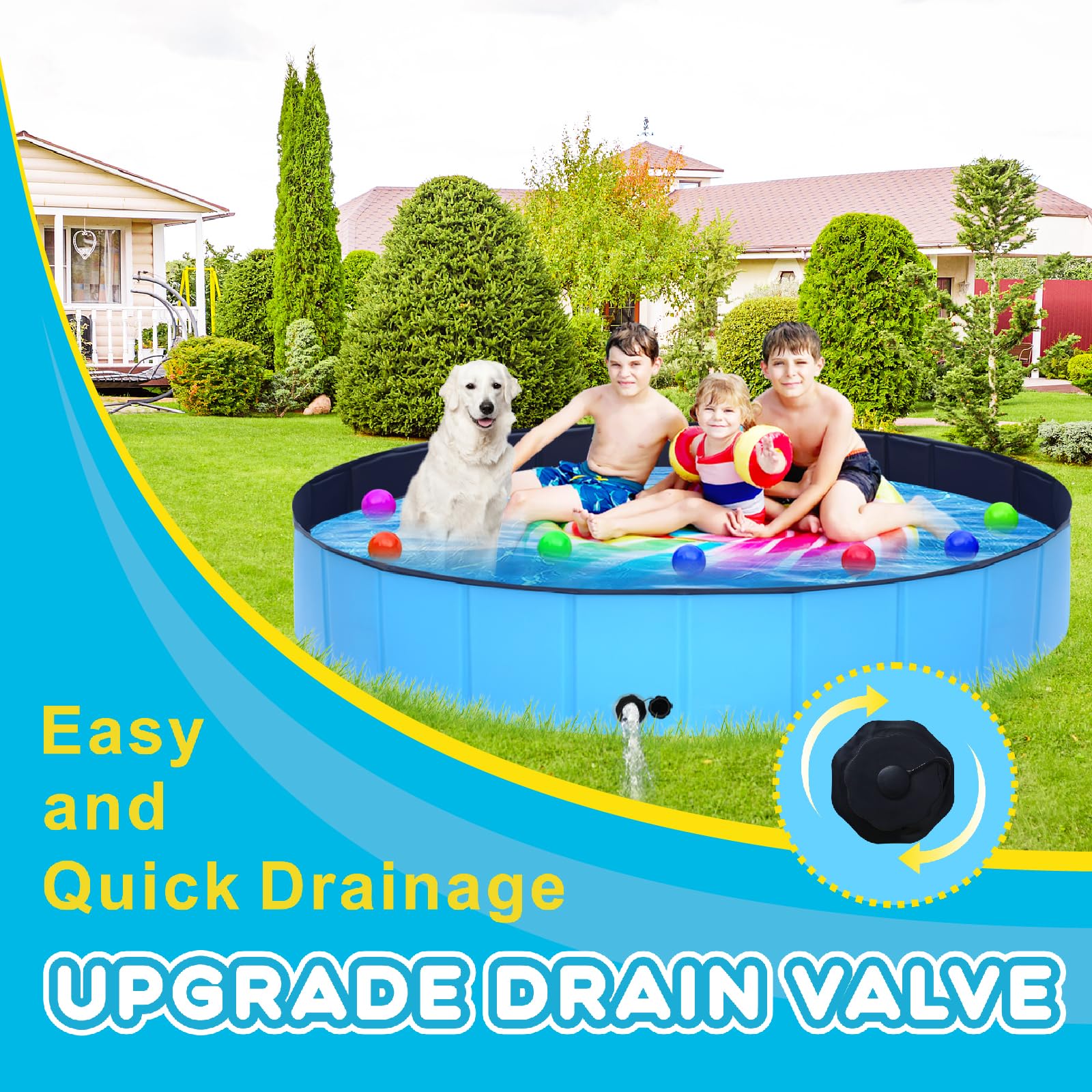 STUDESK foldable dog pool shows durable hard plastic shell for stability
