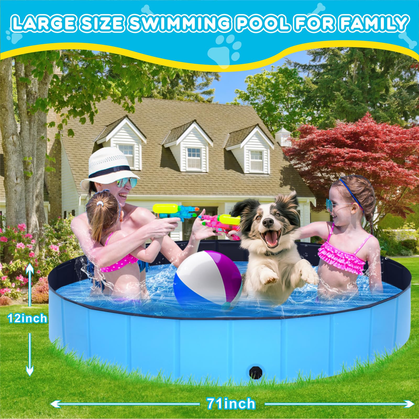 STUDESK foldable dog pool folded for easy transport and storage.
