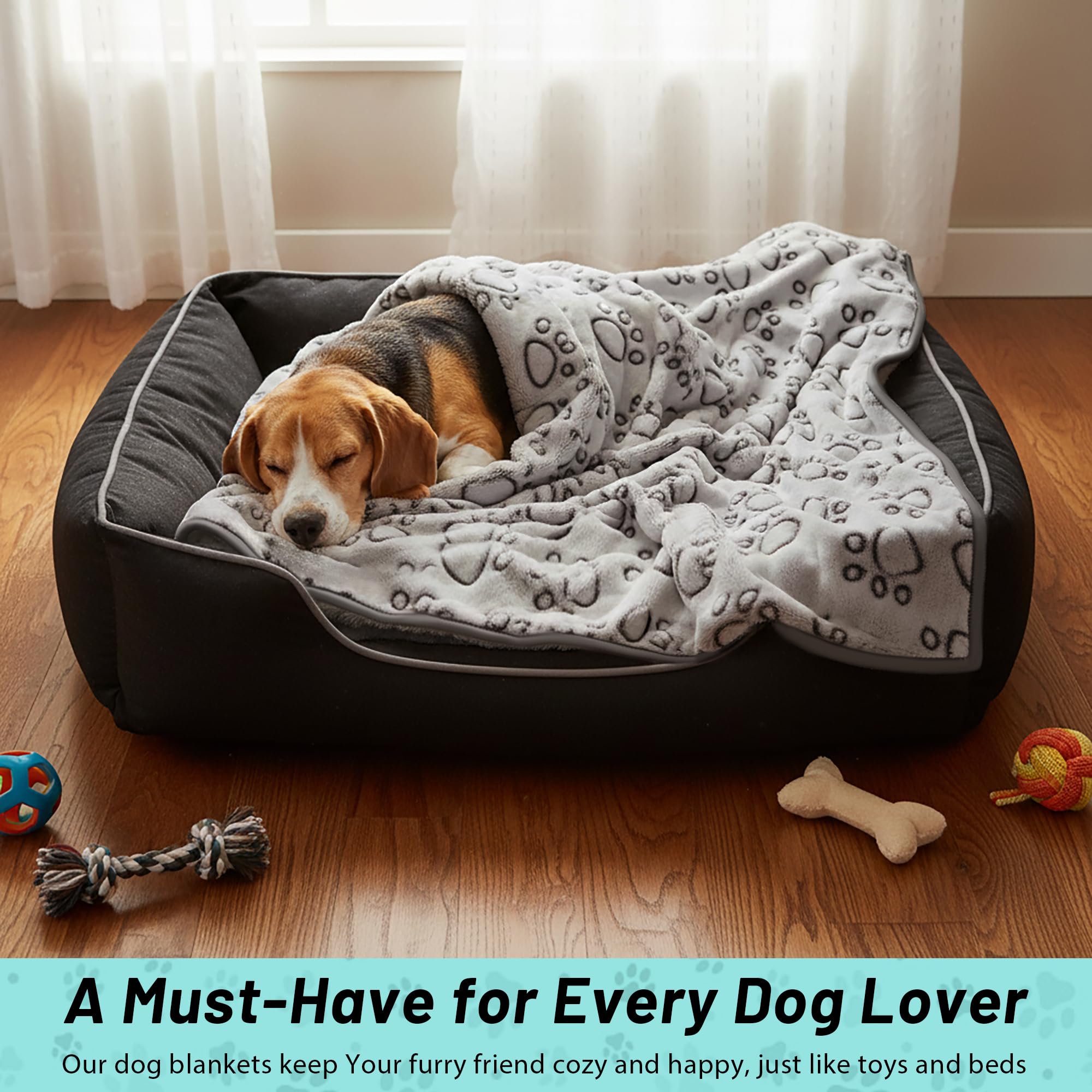 Stuffed Premium Soft Dog Blanket 43x66 inch size fits medium to large dogs.