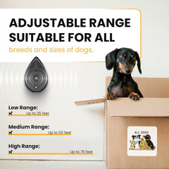 STÙNICK ultrasonic bark control modes show adjustable range for flexible coverage.