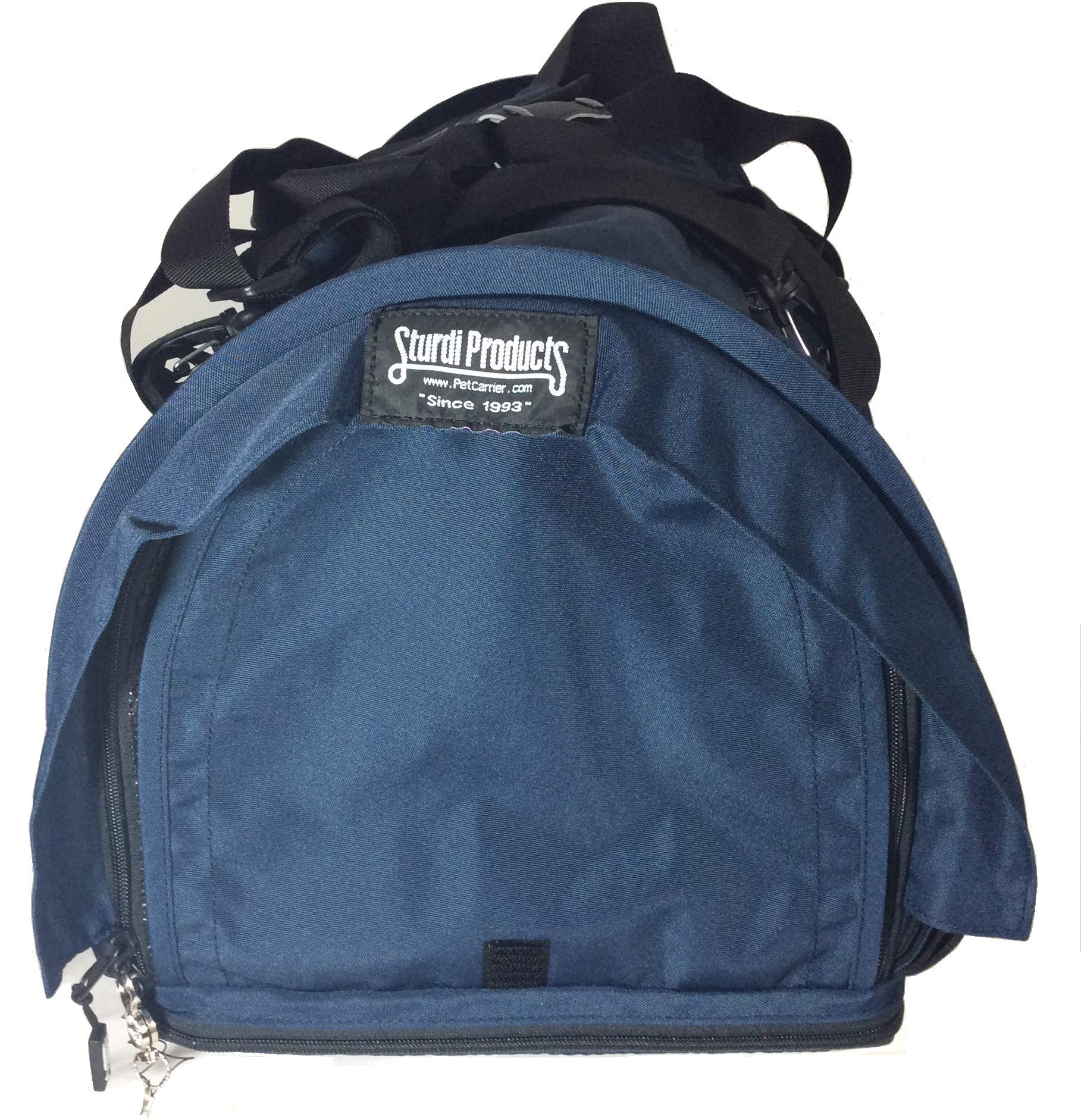 SturdiBag safety clips secure openings for safer pet transport.