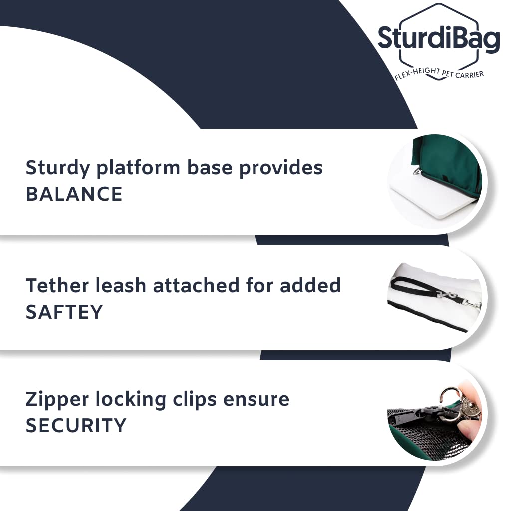 SturdiBag XL zip-security-clips secure openings and prevent escapes.