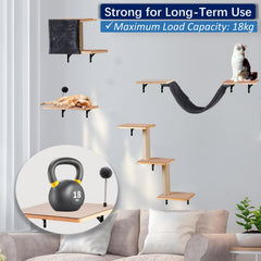 Sublimei cat wall shelves dark wood sisal post for claw exercise.