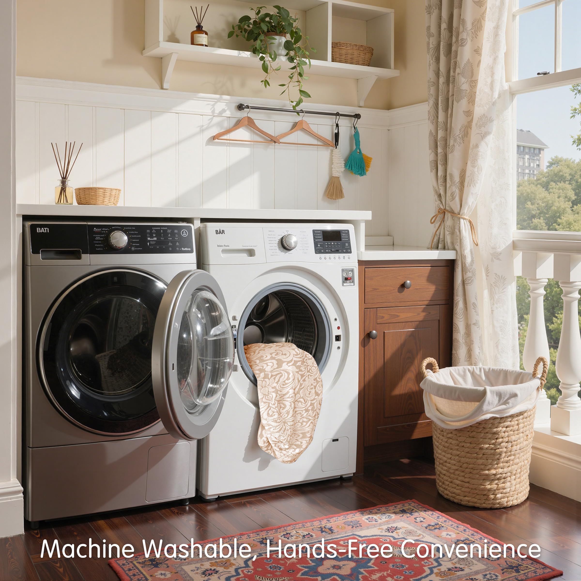 SUBRTEX machine-wash-care image highlights easy cleaning for busy homes.