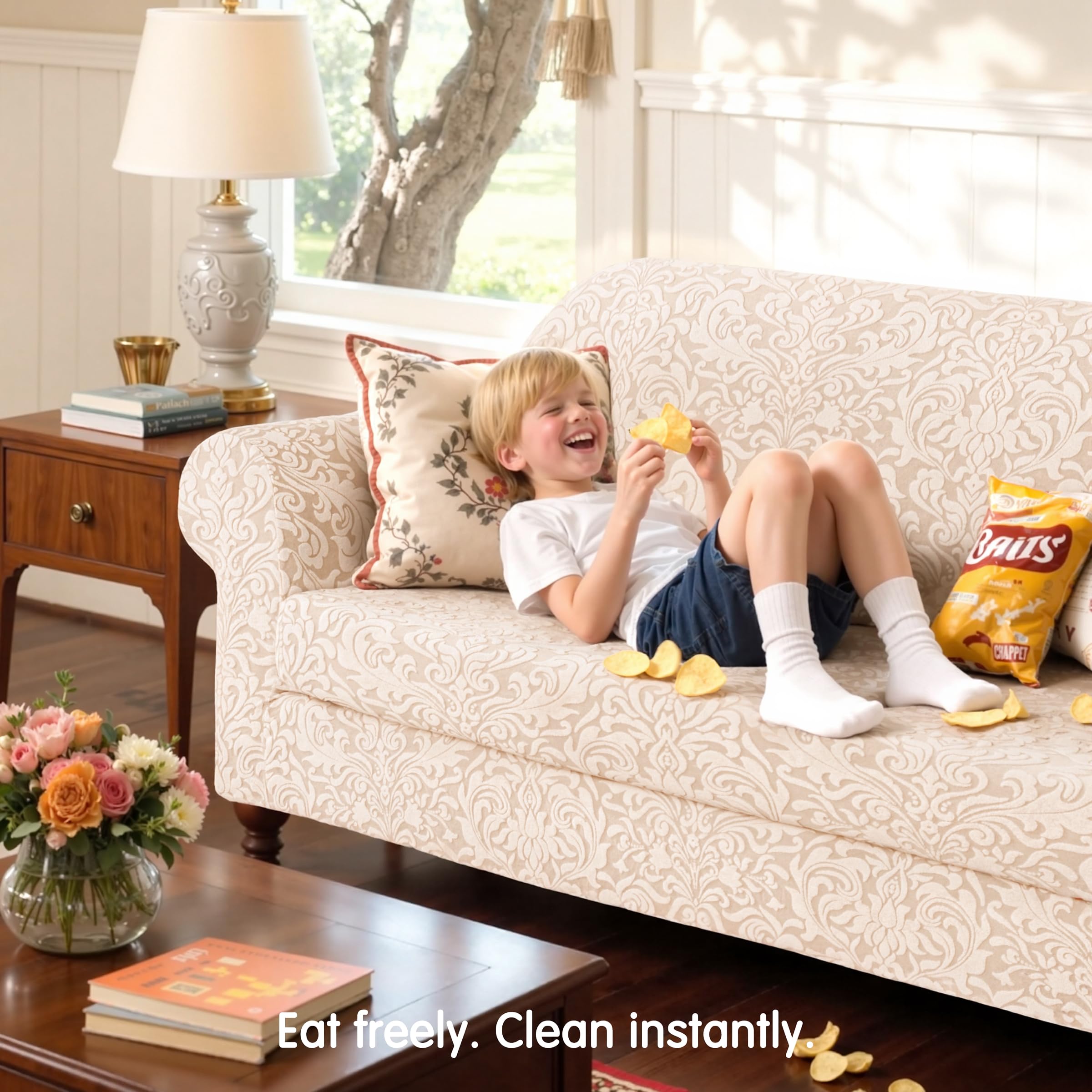 SUBRTEX seat-cushion-included photo highlights complete sofa coverage and added comfort.