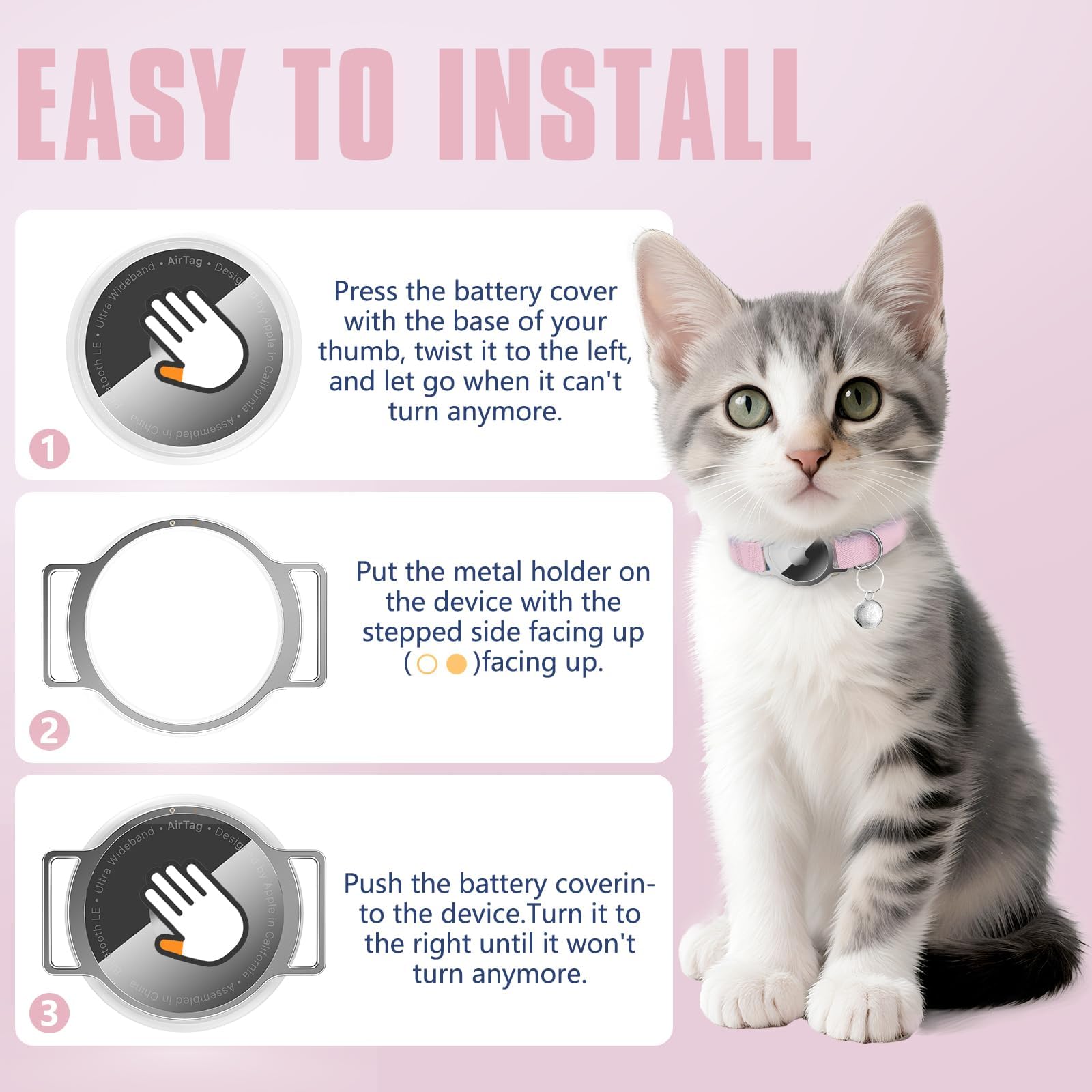 Sucegi AirTag Cat Collar adjustable design enables easy stepless fitting