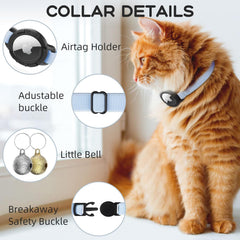 Sucegi AirTag Cat Collar blue holder image illustrating AirTag protection in action.