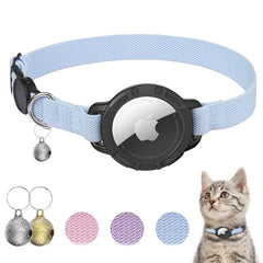 Sucegi AirTag Cat Collar blue strap closeup showing comfortable, secure fit.