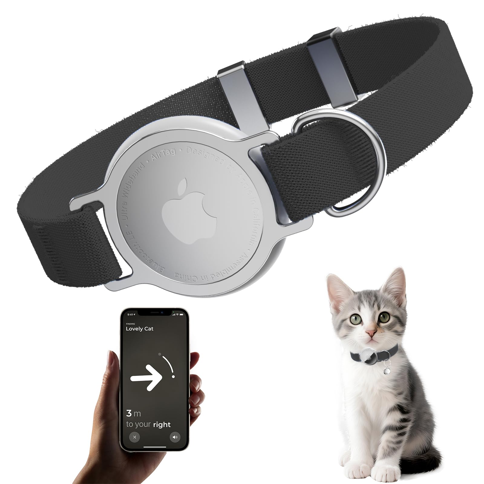 Sucegi AirTag Cat Collar built-in holder keeps AirTag secure for reliable tracking.