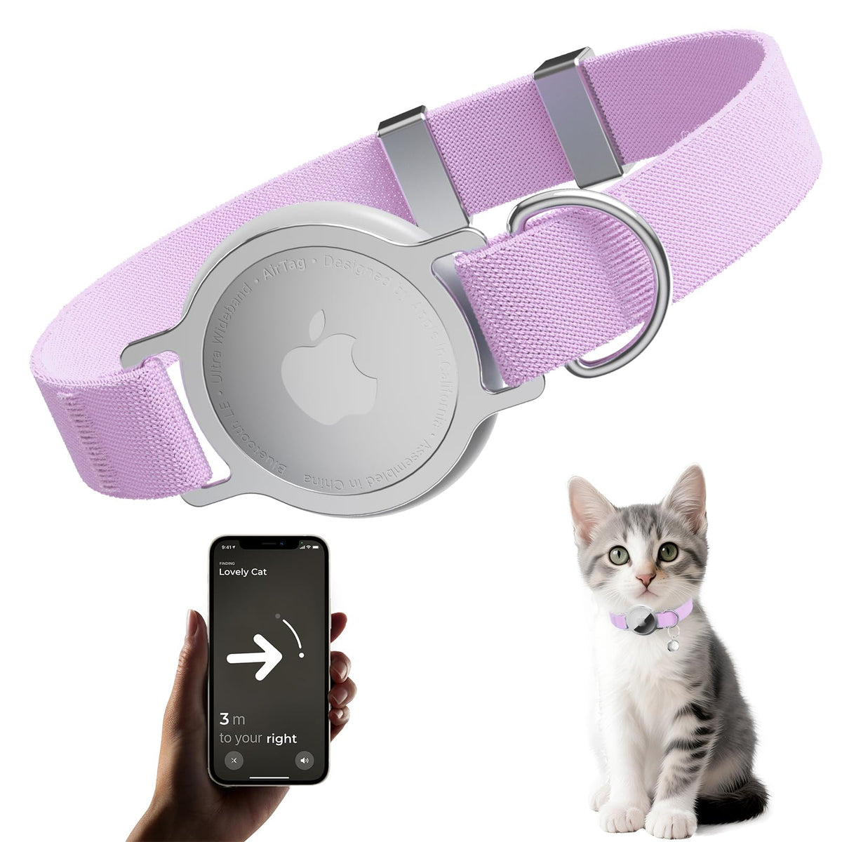 Sucegi AirTag Cat Collar with built-in holder showing secure tracking for adventurous cats