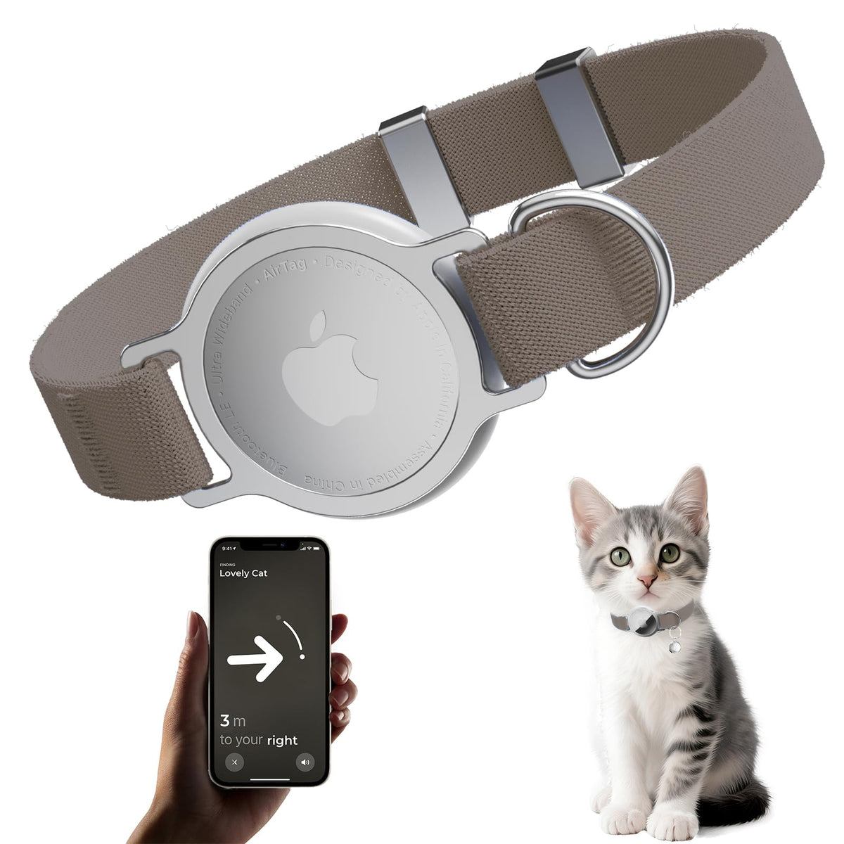 Sucegi AirTag Cat Collar built-in holder keeps AirTag secure for quick location.
