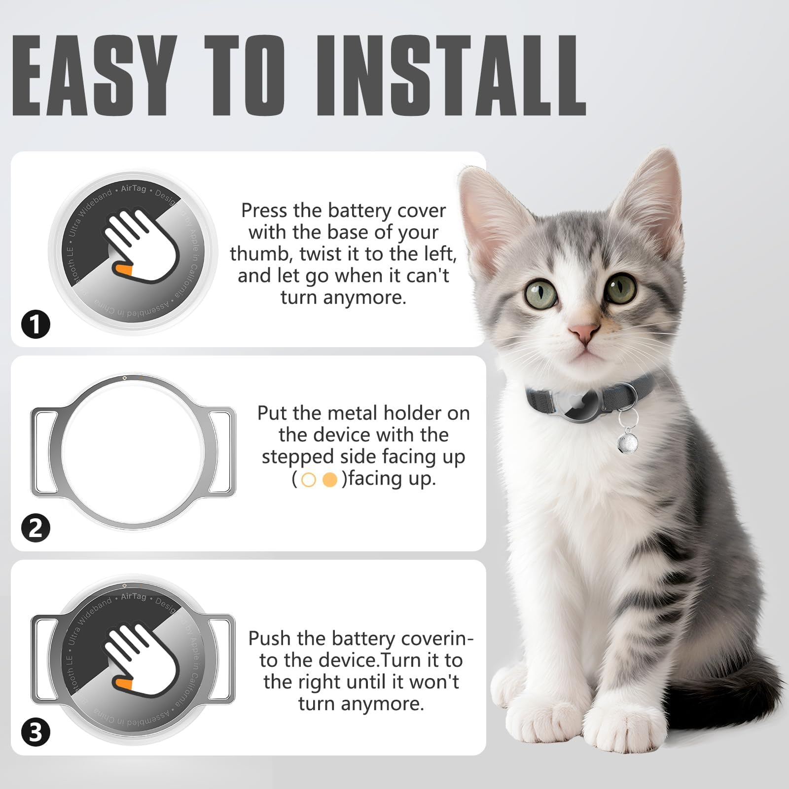 Sucegi AirTag Cat Collar uses durable polyester fabric for everyday wear.