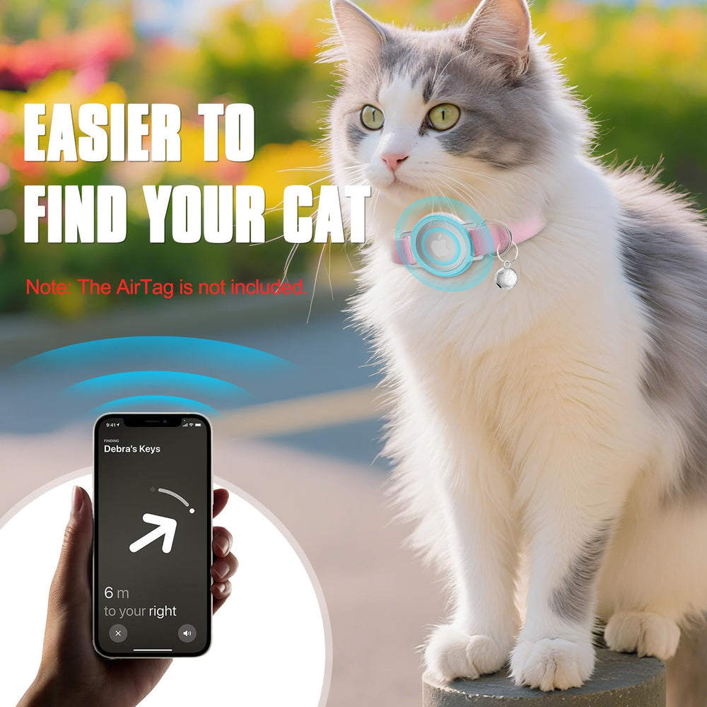 Sucegi AirTag Cat Collar elastic band demonstrates stretch safety for active cats