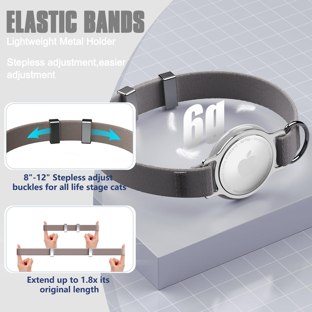 Sucegi AirTag Cat Collar elastic-stepless adjustment provides a snug, comfortable fit.