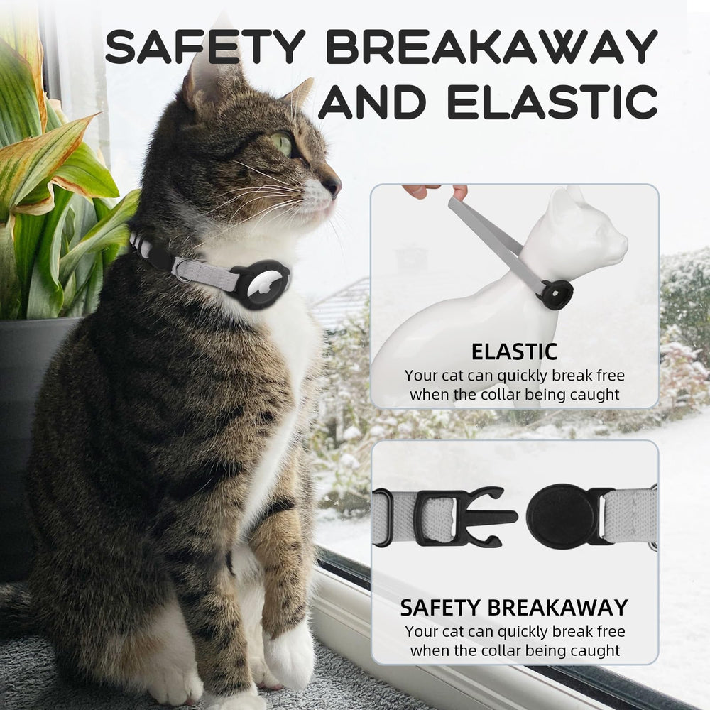 Sucegi AirTag Cat Collar gray AirTag holder detail for secure tracking
