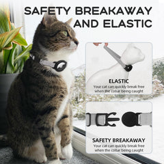 Sucegi AirTag Cat Collar gray AirTag holder detail for secure tracking