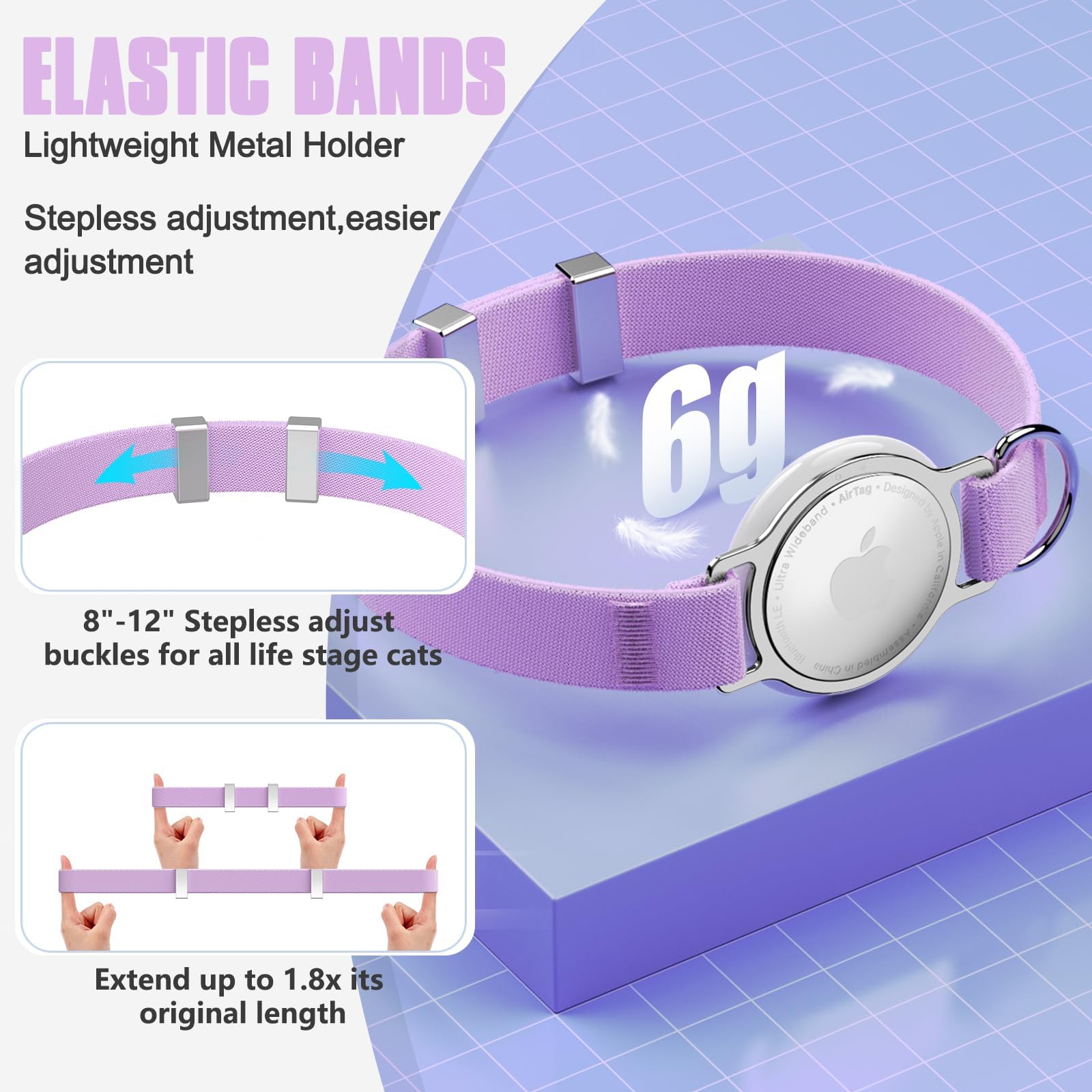 Sucegi AirTag Cat Collar hypoallergenic anodized ring for skin-safe use