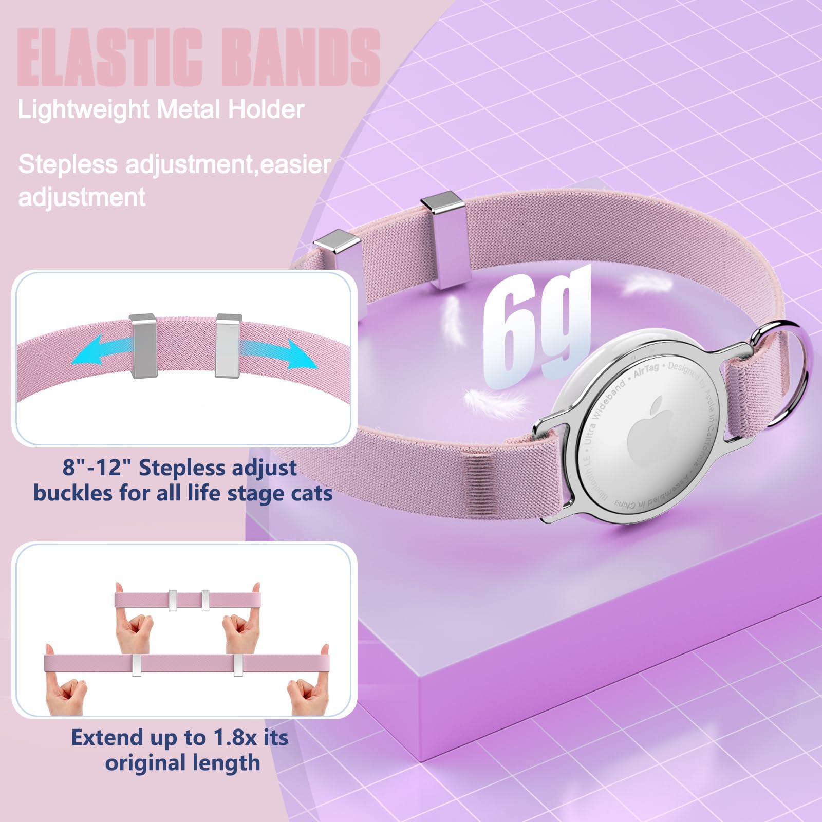 Sucegi AirTag Cat Collar lightweight feel while staying secure on pets
