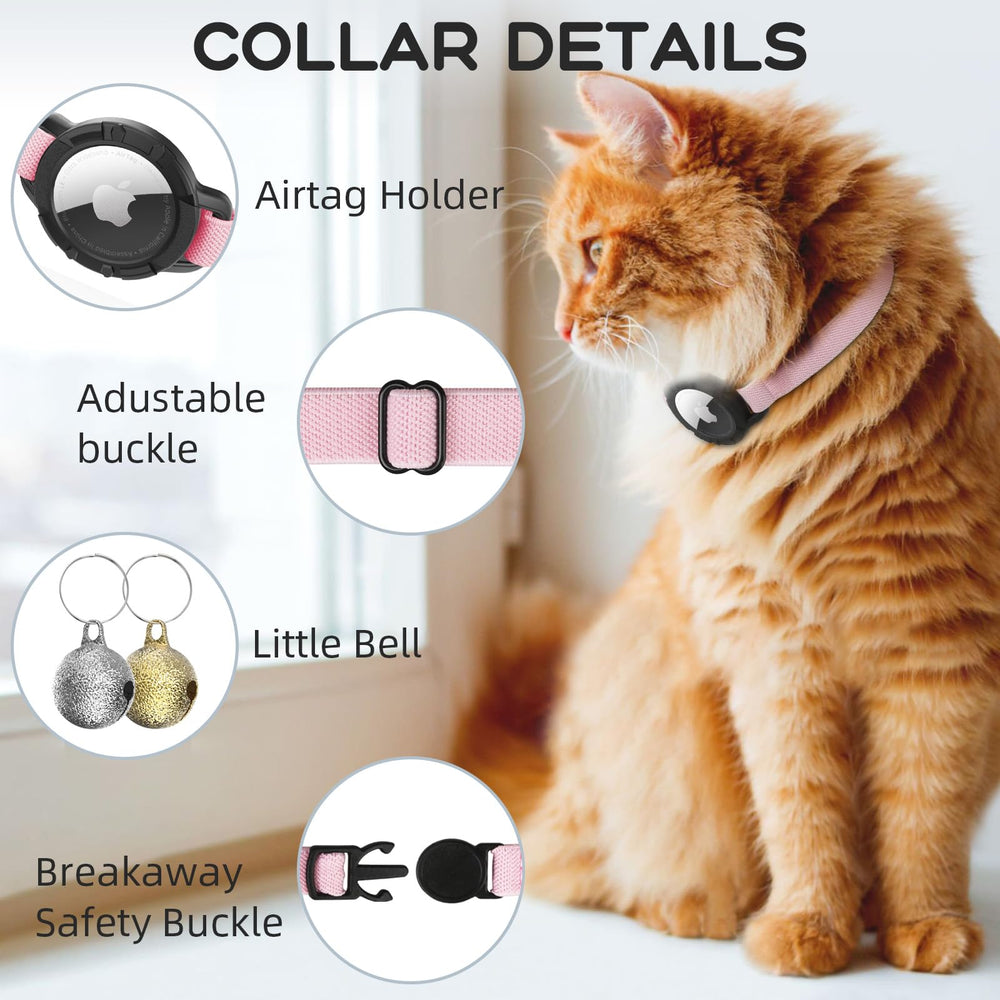 Sucegi AirTag cat collar pink bell detail for safety signaling