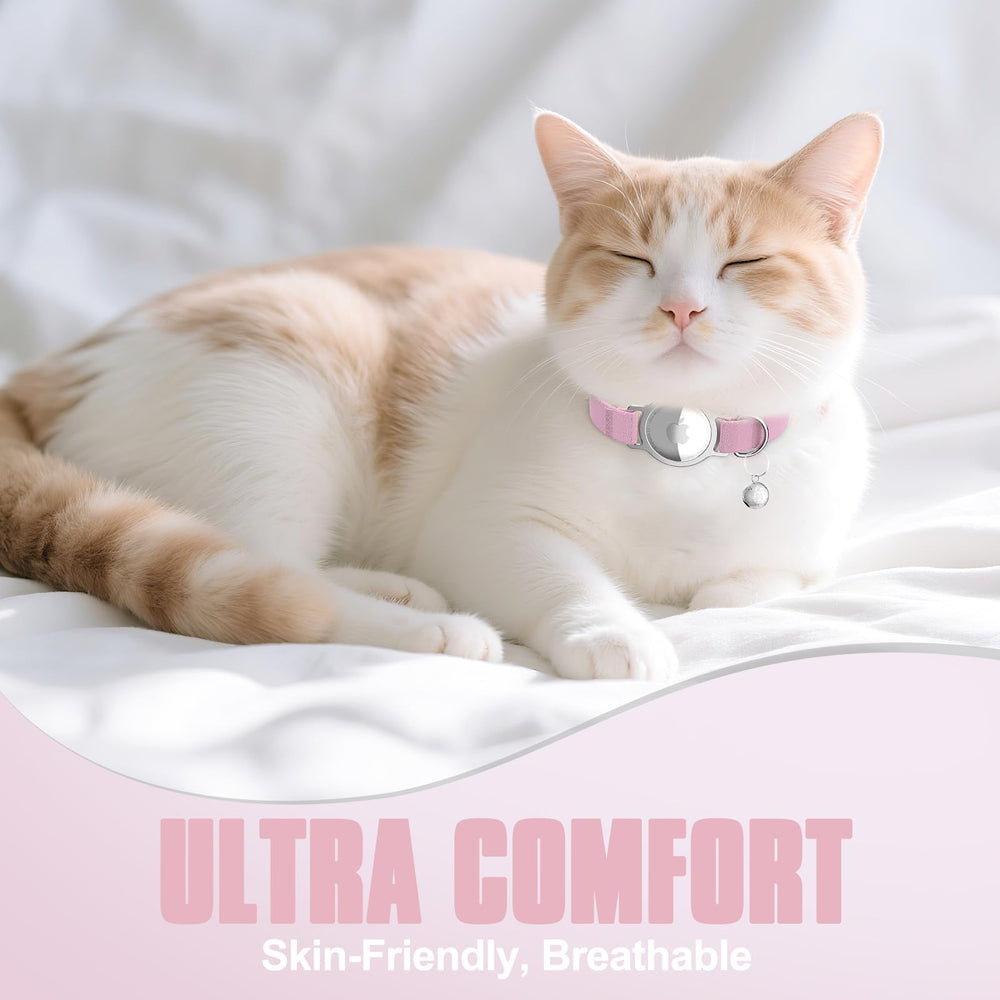 Sucegi AirTag Cat Collar pink color boosts visibility during daytime walks