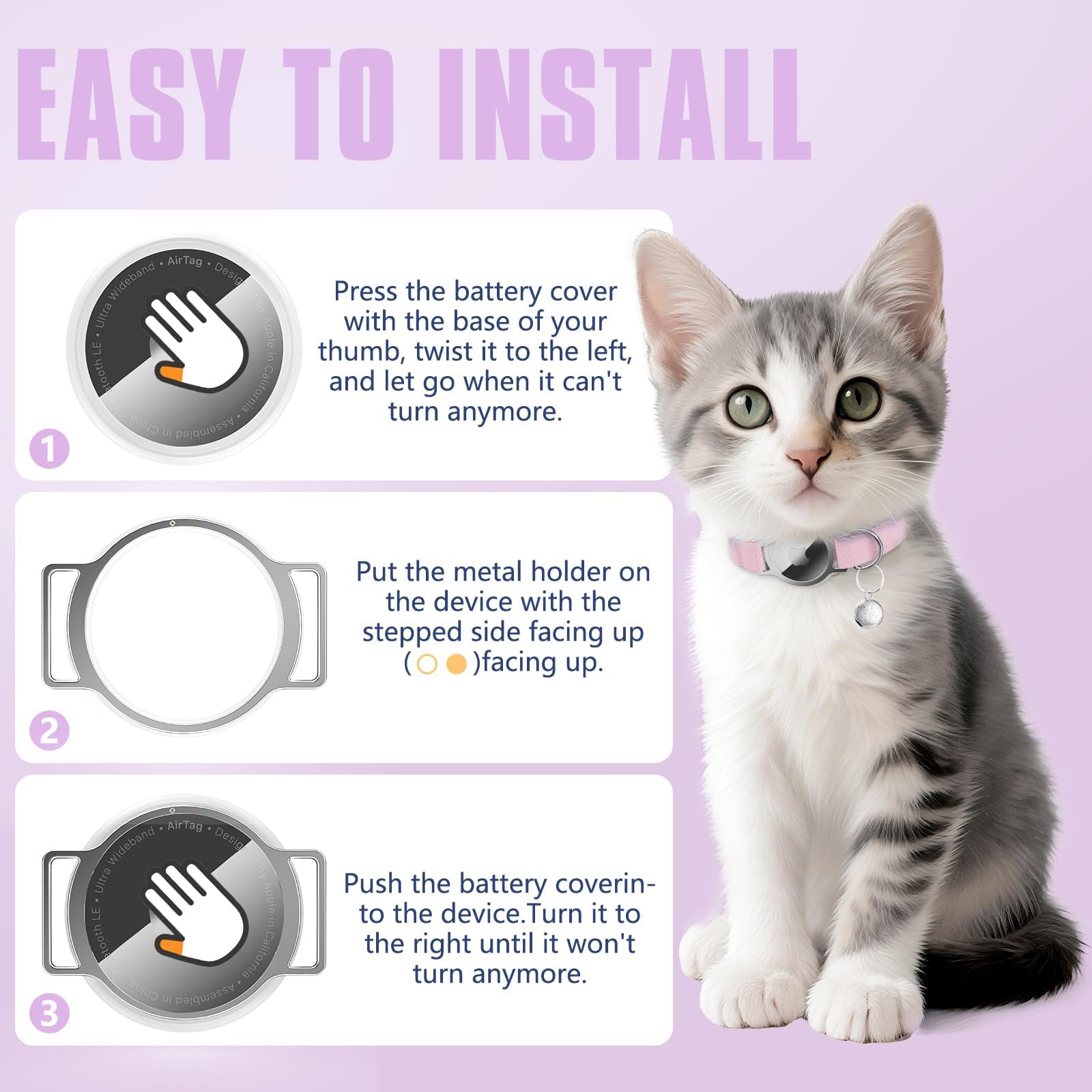 Sucegi AirTag Cat Collar premium polyester fabric and hypoallergenic ring
