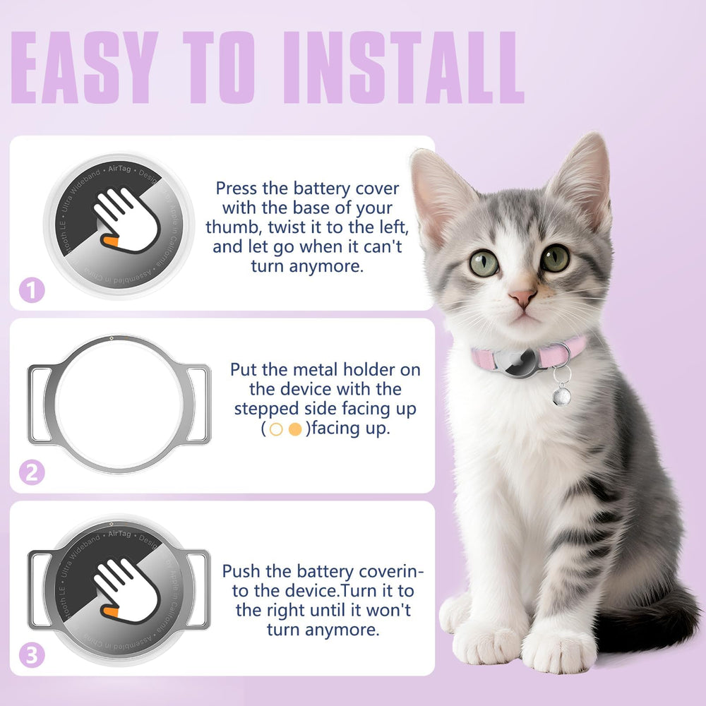 Sucegi AirTag Cat Collar premium polyester fabric and hypoallergenic ring