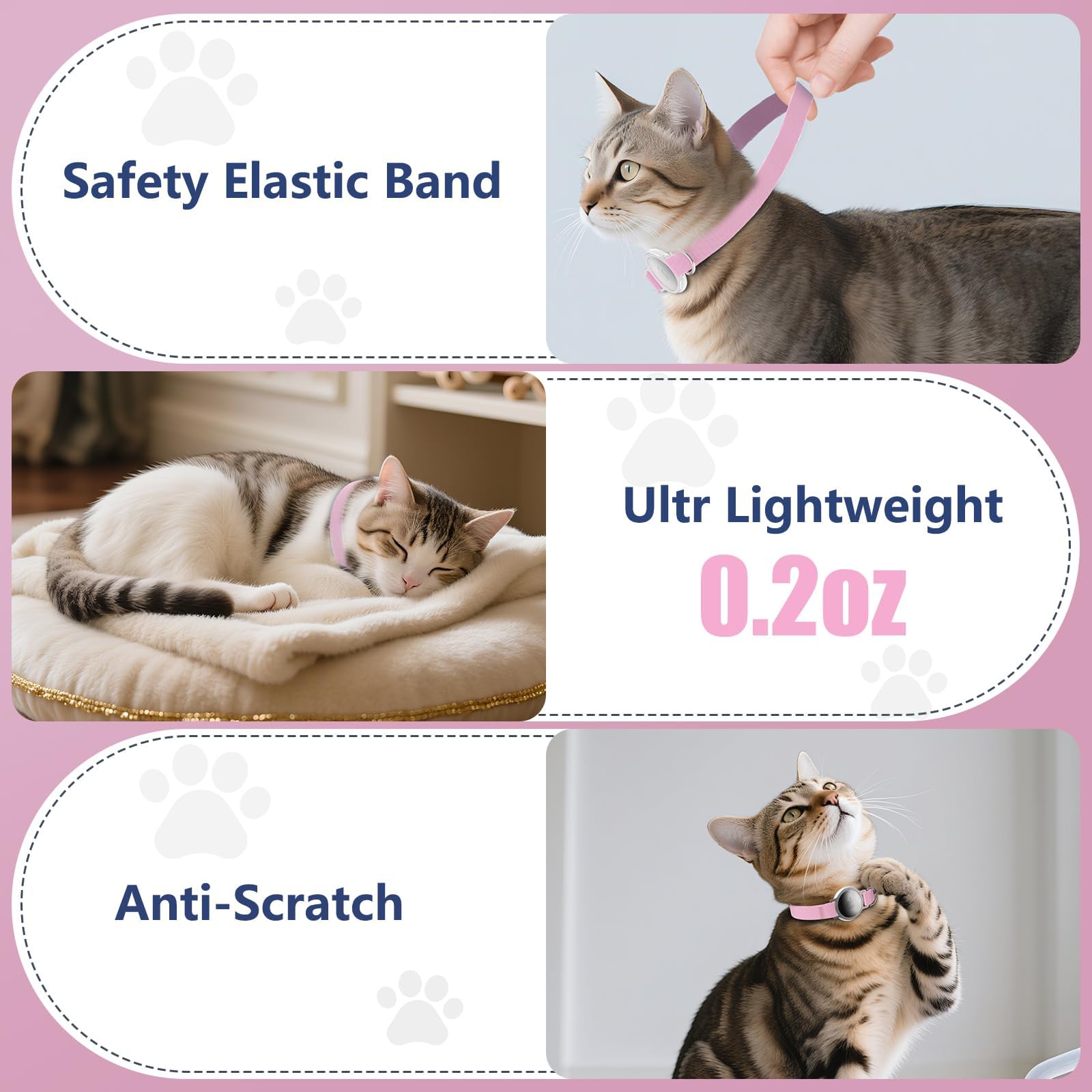 Sucegi AirTag Cat Collar scratch-resistant polyester designed for daily wear