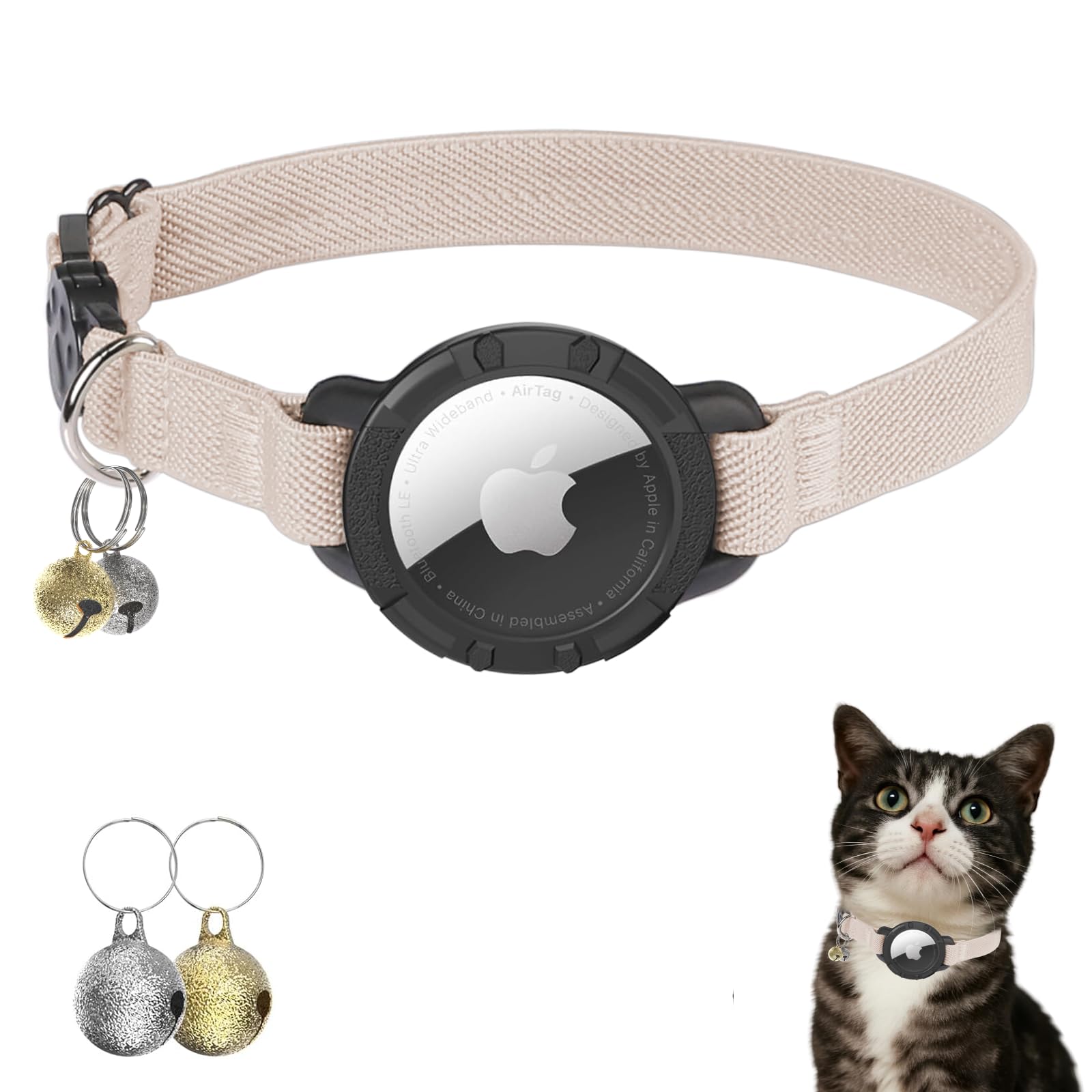 Collar Sucegi con portador AirTag para gato, protección y localización.