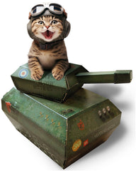 Suck UK Tank Cat House front view for curious cats, enabling indoor play.
