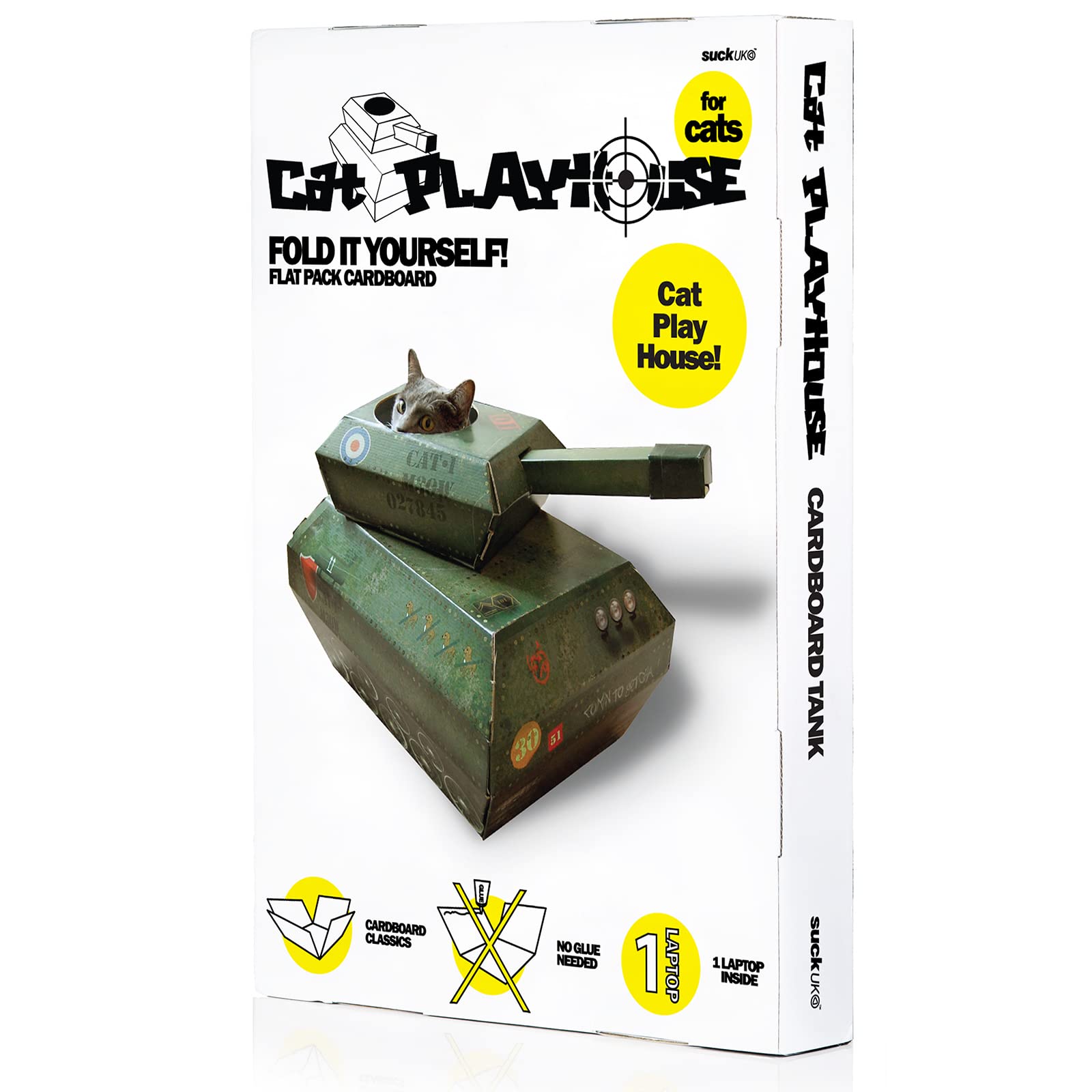 Suck UK Tank Cat House use indoors or outdoors for versatile play.