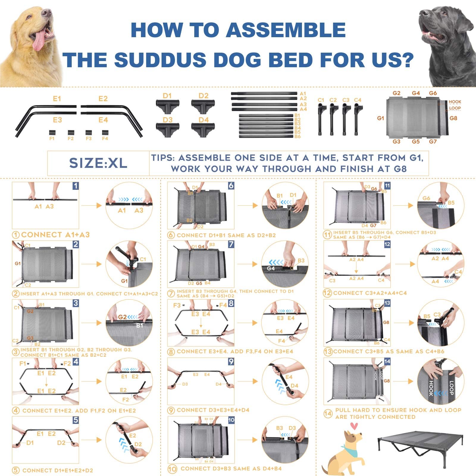 Suddus elevated dog bed detachable-cleaning module indicates quick maintenance
