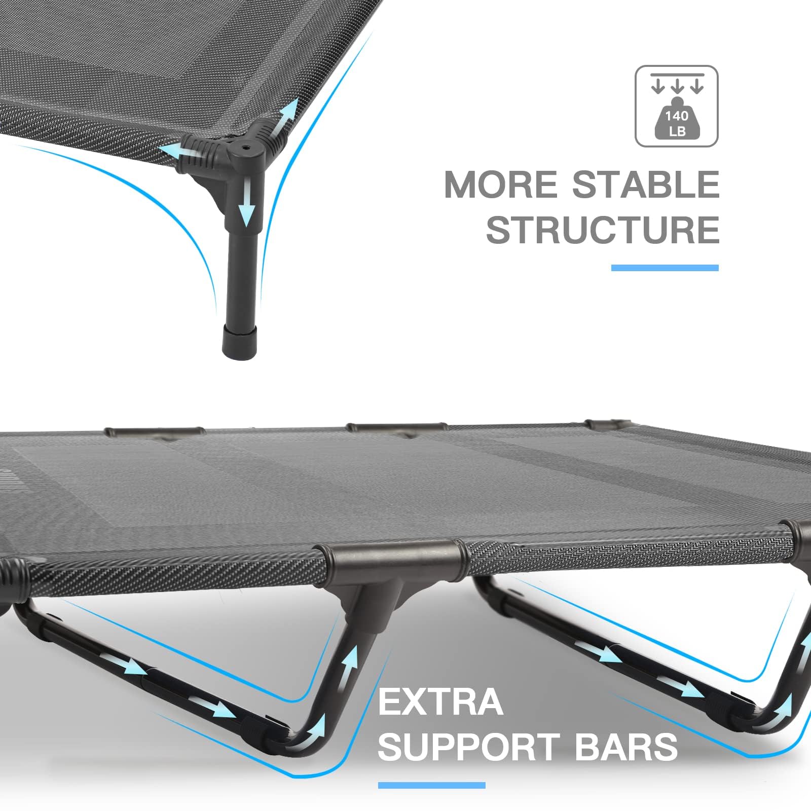 Suddus elevated dog bed dog-on-bed image shows comfortable hammock-style rest