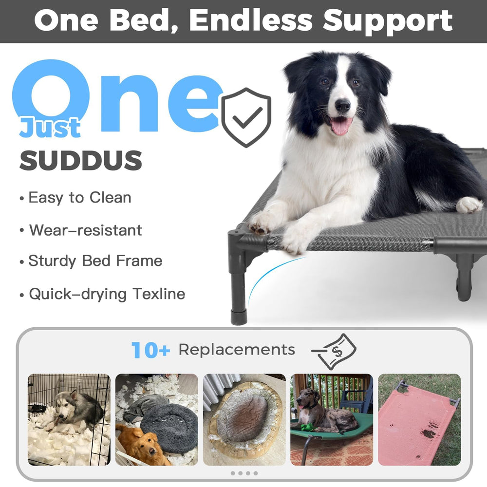 Suddus elevated dog bed dual-support-bars image demonstrates stable load support