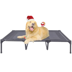 Suddus elevated dog bed grey exterior shows sturdy outdoor-ready frame