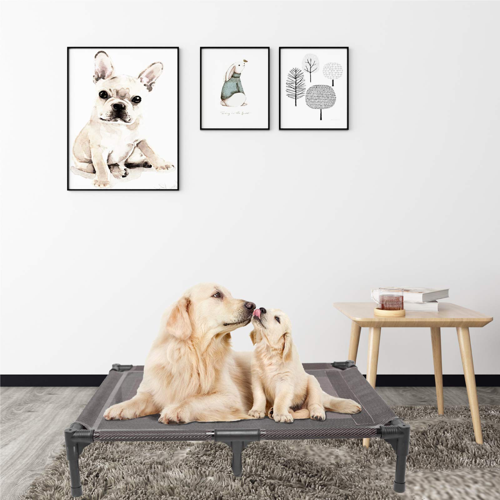 Suddus grey elevated bed blends with home decor