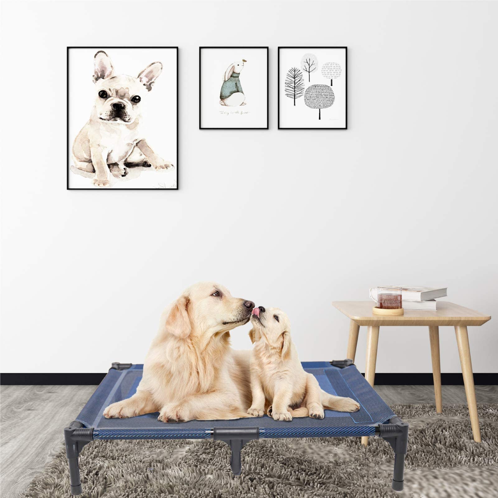 Suddus elevated dog bed non-slip pads keep bed steady during naps