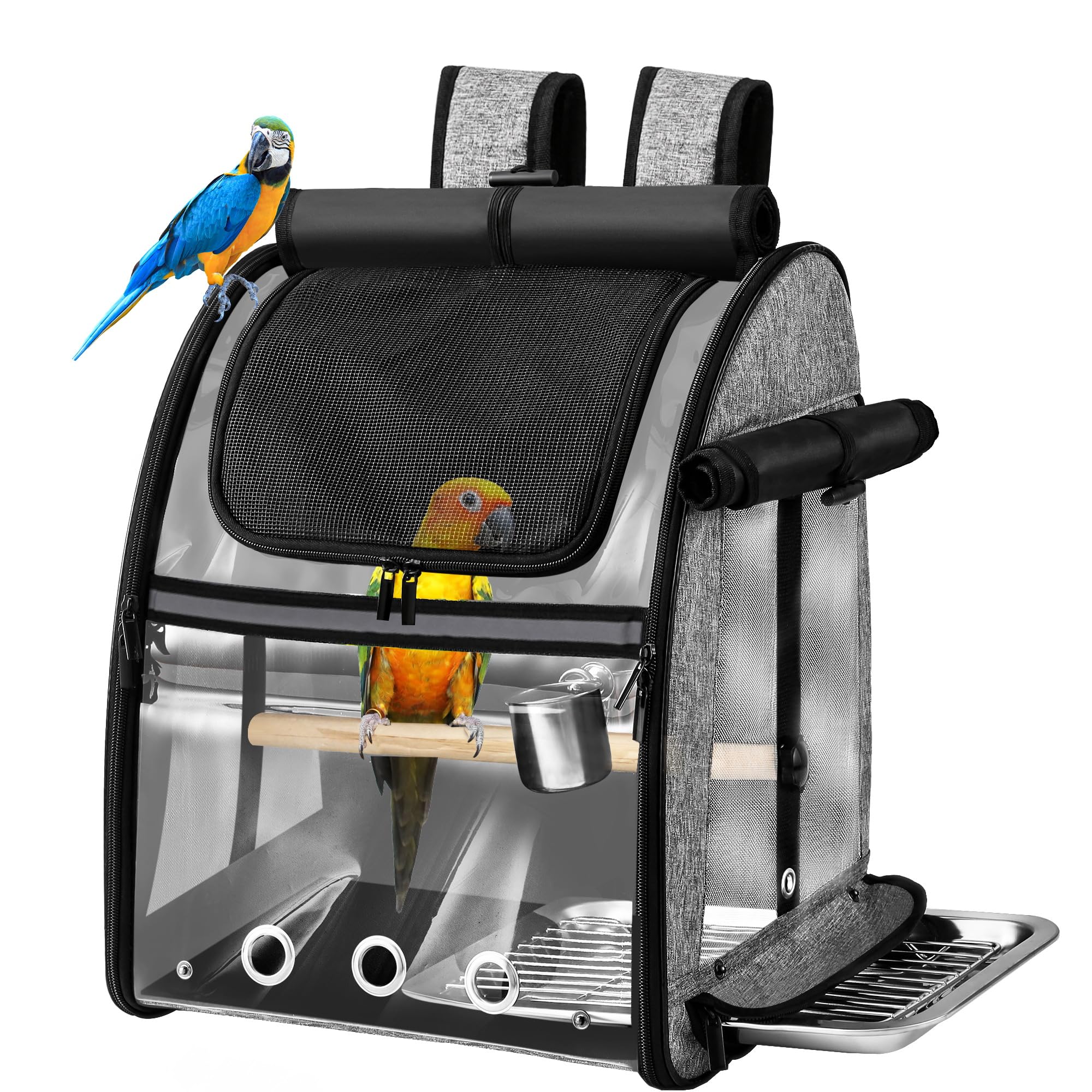 SUERTREE bird carrier bag shows indestructible mesh for durable travel.