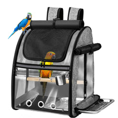 SUERTREE bird carrier bag shows indestructible mesh for durable travel.