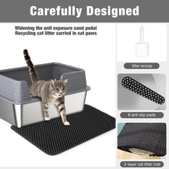 Suhaco deep side-entry litter box Grey designed to minimize litter kick-out during use.
