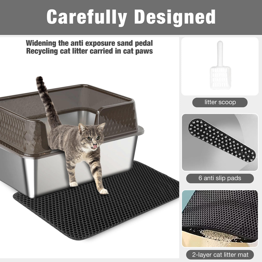 Suhaco deep side-entry litter box prevents litter kick-out effectively