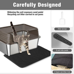 Suhaco deep side-entry litter box prevents litter kick-out effectively