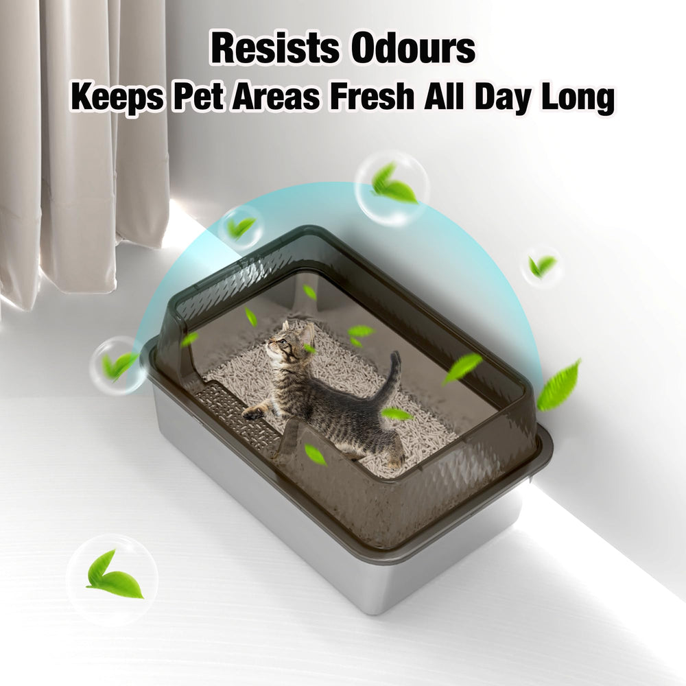 Suhaco easy-clean litter box with smooth surface, mat, and scoop
