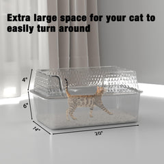 Suhaco high-walls stainless steel litter box contains mess and odors